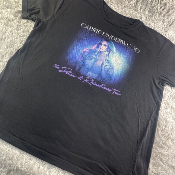 Carrie Underwood Shirt Mens Extra Large Black Denim Rhinestones Tour Concert Tee - Picture 1 of 8